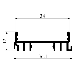 Aluminum profile for LED strip AL-126 LSS 2 meters anodized LEDUA