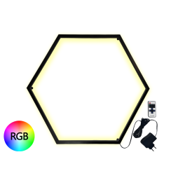 LED wall lamp "Hexagon" 220V, 6*330 black housing 30W RGB+power supply 36W LEDUA