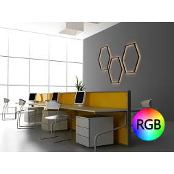 LED wall lamp "Hexagon" 220V, 6*330 black housing 30W RGB+power supply 36W LEDUA