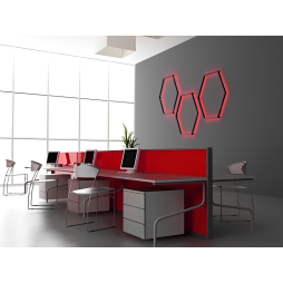 LED wall lamp "Hexagon" 220V, 6*330 black body 30W red+power supply 36W LEDUA