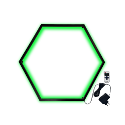 LED wall lamp "Hexagon" 220V, 6*330 black body 30W green+power supply 36W LEDUA