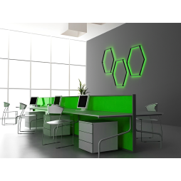 LED wall lamp "Hexagon" 220V, 6*330 black body 30W green+power supply 36W LEDUA