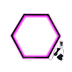 LED wall lamp "Hexagon" 220V, 6*330 black body 30W pink+power supply 36W LEDUA