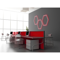 LED wall lamp "Hexagon" 220V, 6*330 white body 30W red+power supply 36W LEDUA