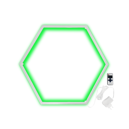 LED wall lamp "Hexagon" 220V, 6*330 white body 30W green+power supply 36W LEDUA