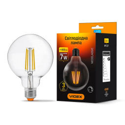 LED Bulb G95FD 7W E27 4100K 198-242V Dimmable Filament (VL-G95FD-07274) VIDEX
