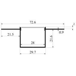 Aluminum profile for LED strip for plasterboard AL-50 3 meters anodized for plaster LEDUA