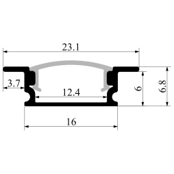 Aluminum profile for LED strip AL-01 2 meters anodized recessed LEDUA