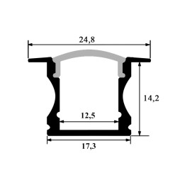 Aluminum profile for LED strip AL-03 2 meters anodized recessed LEDUA