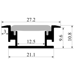 Aluminum profile for LED strip floor AL-09 2 meters anodized overhead LEDUA