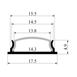 Aluminum profile for LED strip AL-14 (90 grams) 2 meters anodized flexible overhead LEDUA
