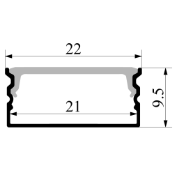 Aluminum profile for LED strip AL-15 2 meters anodized overhead LEDUA