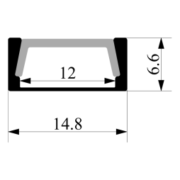 Aluminum profile for LED strip AL-139 2 meters black profile, black diffuser surface-mounted LEDUA