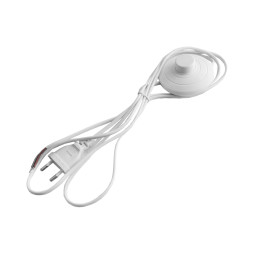 Cable (cord) with plug 1.9m + round switch white / LMA099 Lemanso