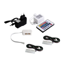 Set of LED plastic clips for lighting glass shelves 2pcs 220V 6 cm RGB LEDUA