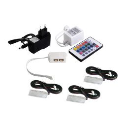 Set of LED plastic clips for lighting glass shelves 3pcs 220V 6 cm RGB LEDUA