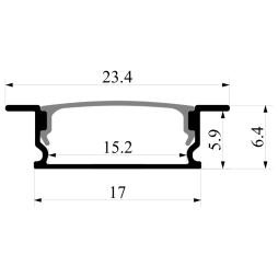 Aluminum profile for LED strip AL-93 2 meters anodized mortise LEDUA