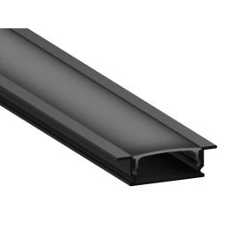 Aluminum profile for LED strip AL-94 2 meters black profile, black diffuser mortise LEDUA