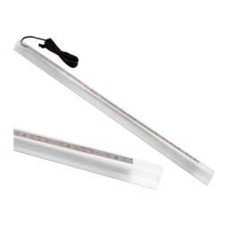 Clip LED plastic for lighting glass shelves 12V/DC 2.4w 500mm, white light, black wire LEDUA