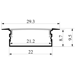 Aluminum profile for LED strip AL-16 2 meters anodized recessed LEDUA