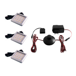 Set of LED square furniture lights 3pcs 6W 220V white light LEDUA