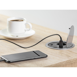 Extension cord 1 SCHUKO socket USB charging 5V 2A wire 1.5m gray GTV AE-BPW1S2UCH-80