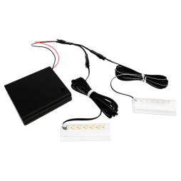Set of plastic LED clips for glass shelf lighting 6 cm, 2pcs, AAx4 pcs (without batteries) 6500K black wire LEDUA
