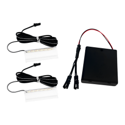 Set of plastic LED clips for glass shelf lighting 2pcs, AAx4 pcs (without batteries) 4500K, black wire LEDUA
