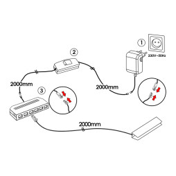 Set of plastic LED clips for lighting glass shelves with manual switch 6pcs 110-240VAC 6 cm green light, white wire LEDUA