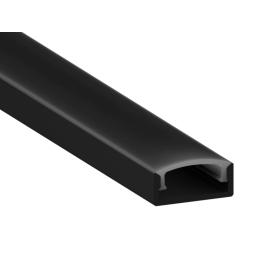 Aluminum profile for LED strip AL-77 2 meters black profile, black diffuser surface mounted LEDUA