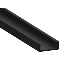 Aluminum profile for LED strip AL-77 2 meters black profile, black diffuser surface mounted LEDUA