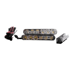 Daytime running lights HDX-D027B, 3 concave, 3 round 12V white LEDUA