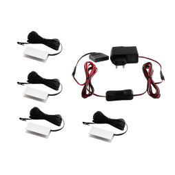 Set of aluminum LED clips for lighting glass shelves with manual switch 4pcs 220V neutral light, black wire LEDUA