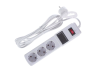 Extension cord white 3 sockets 3m digital voltmeter, with grounding 3x0.75mm max 2500W with button / LMK71005 Lemanso