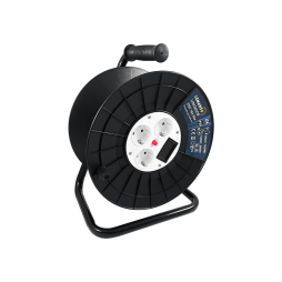 Reel up to 50m cable 3 sockets 16A with/with overload protection with digital. voltmeter LMK72009