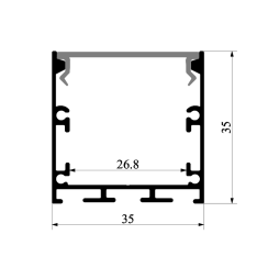 Aluminum profile for LED strip AL-70 2 meters, 2 caps, 4 fasteners anodized surface-mounted LEDUA