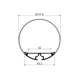 Aluminum profile for LED strip AL-30-1 2 meters anodized suspended round LEDUA