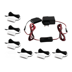 Set of aluminum LED clips for lighting glass shelves with manual switch 6pcs 220V white light, black wire LEDUA