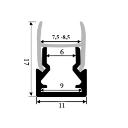 Aluminum profile for LED strip for glass AL-04-4 3 meters anodized LEDUA