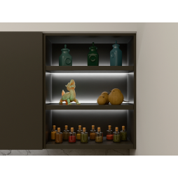 LED lamp for furniture shelves "N38-600" 600mm 12V 7.8W 6000K white light black body black wire 2m LEDUA