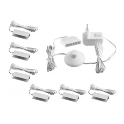 Set of aluminum LED clips for lighting glass shelves with foot switch 6pcs 220V warm white light, white wire LEDUA