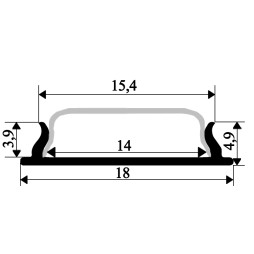 Aluminum profile for LED strip AL-14 1 meter anodized flexible overhead LEDUA
