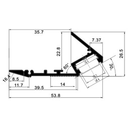 Aluminum profile for LED strip for stairs AL-19 1 meter anodized LEDUA