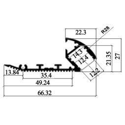 Aluminum profile for LED strip for stairs AL-19-1 1 meter anodized LEDUA