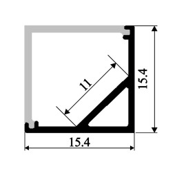 Aluminum profile for LED strip AL-05 1 meter anodized corner LEDUA