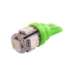 LED car lamp T10-5050-5smd green 12V LEDUA