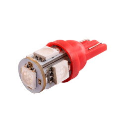 LED car lamp T10-5050-5smd red 12V LEDUA