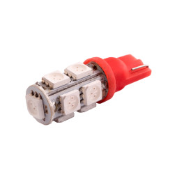 LED car lamp T10-5050-9smd red 12V LEDUA