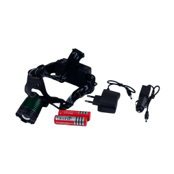 Headlamp rechargeable, charger 220V, cigarette lighter 2188-T6, microUSB power supply, 2*18650, zoom