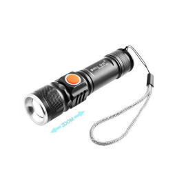 Flashlight 515-T6, USB charger, built-in battery, strap, zoom POLICE